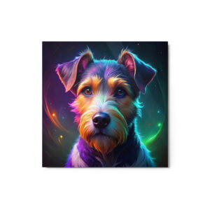 Metal Sketch - Wire Fox Terrier (Colorful Glow) 12" x 12"