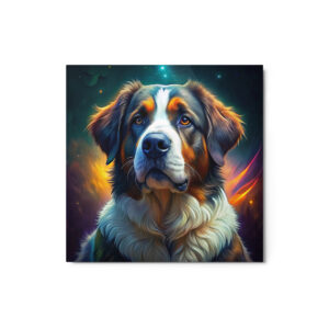 Metal Sketch - Saint Bernard (Colorful Glow) 12" x 12"