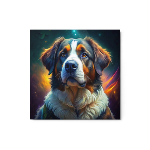 Metal Sketch - Saint Bernard (Colorful Glow) 12" x 12"