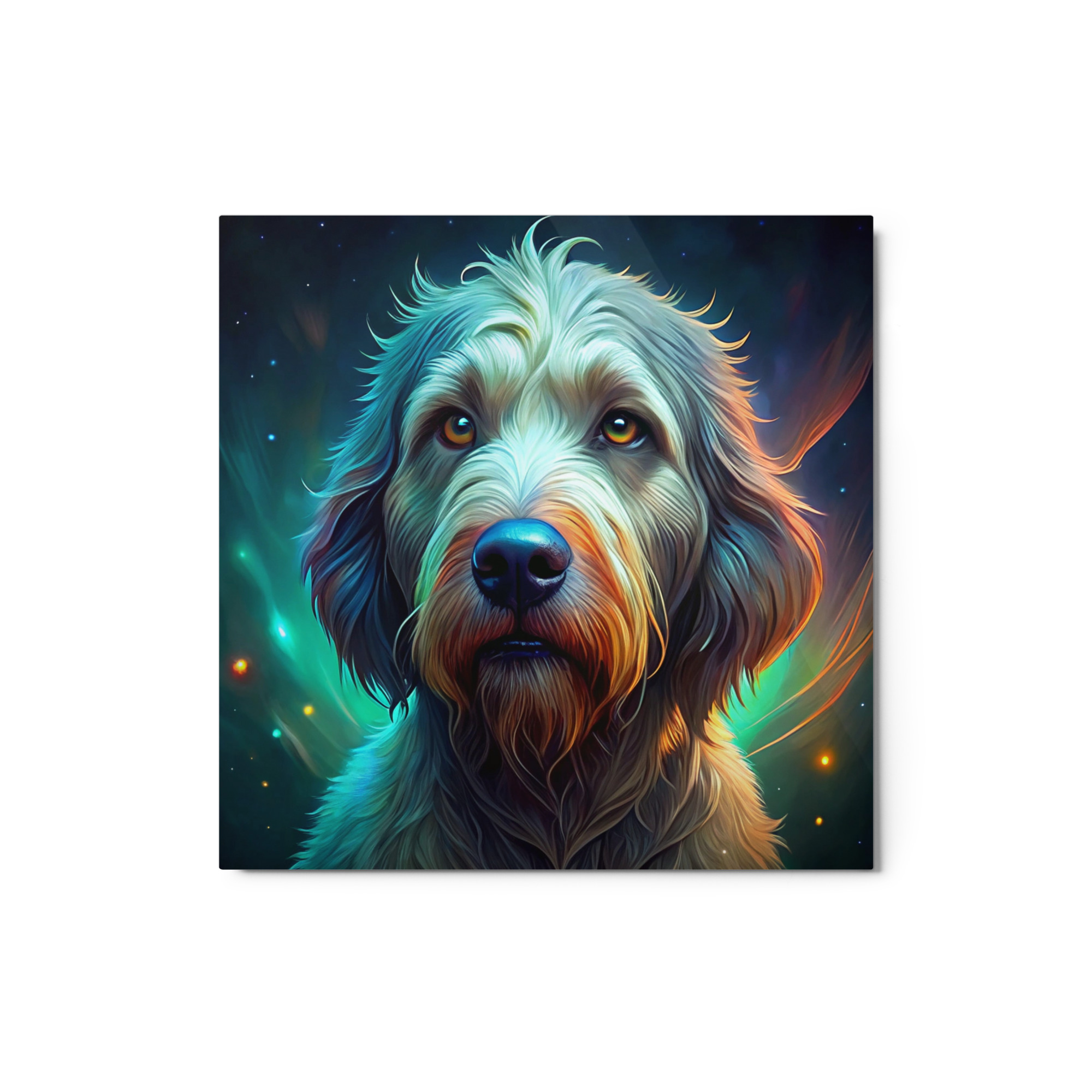 Metal Sketch - Spinone Italiano (Colorful Glow) 12" x 12"
