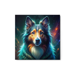 Metal Sketch - Sheltie (Colorful Glow) 12" x 12"