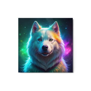 Metal Sketch - Samoyed (Colorful Glow) 12" x 12"