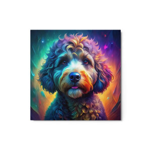 Metal Sketch - Portuguese Water Dog (Colorful Glow) 12" x 12"