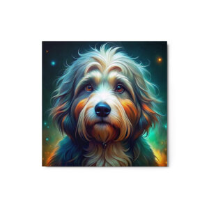 Metal Sketch - Polish Lowland Sheepdog (Colorful Glow) 12" x 12"