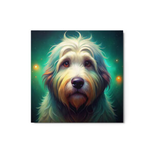 Metal Sketch - Old English Sheepdog (Colorful Glow) 12" x 12"