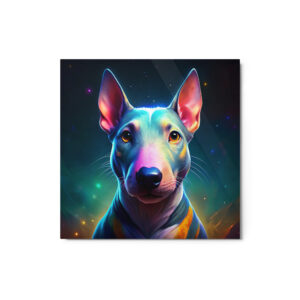 Metal Sketch - Miniature Bull Terrier (Colorful Glow) 12" x 12"