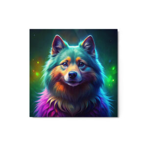Metal Sketch - Keeshond (Colorful Glow) 12" x 12"