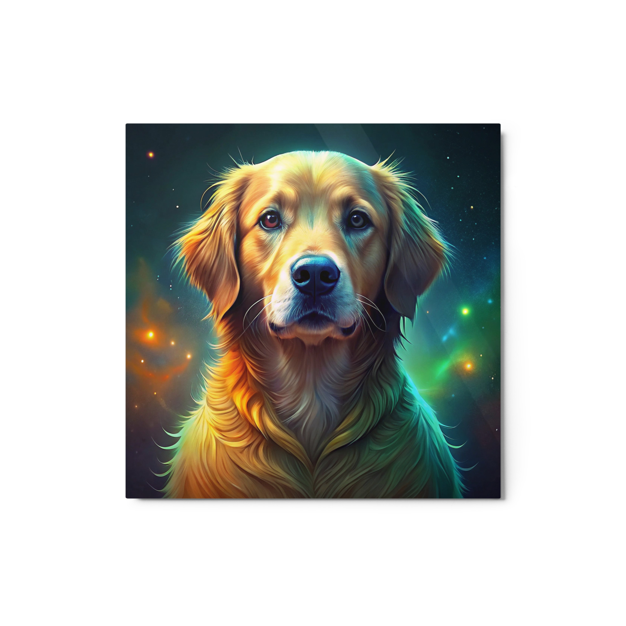 Metal Sketch - Golden Retriever (Colorful Glow) 12" x 12"