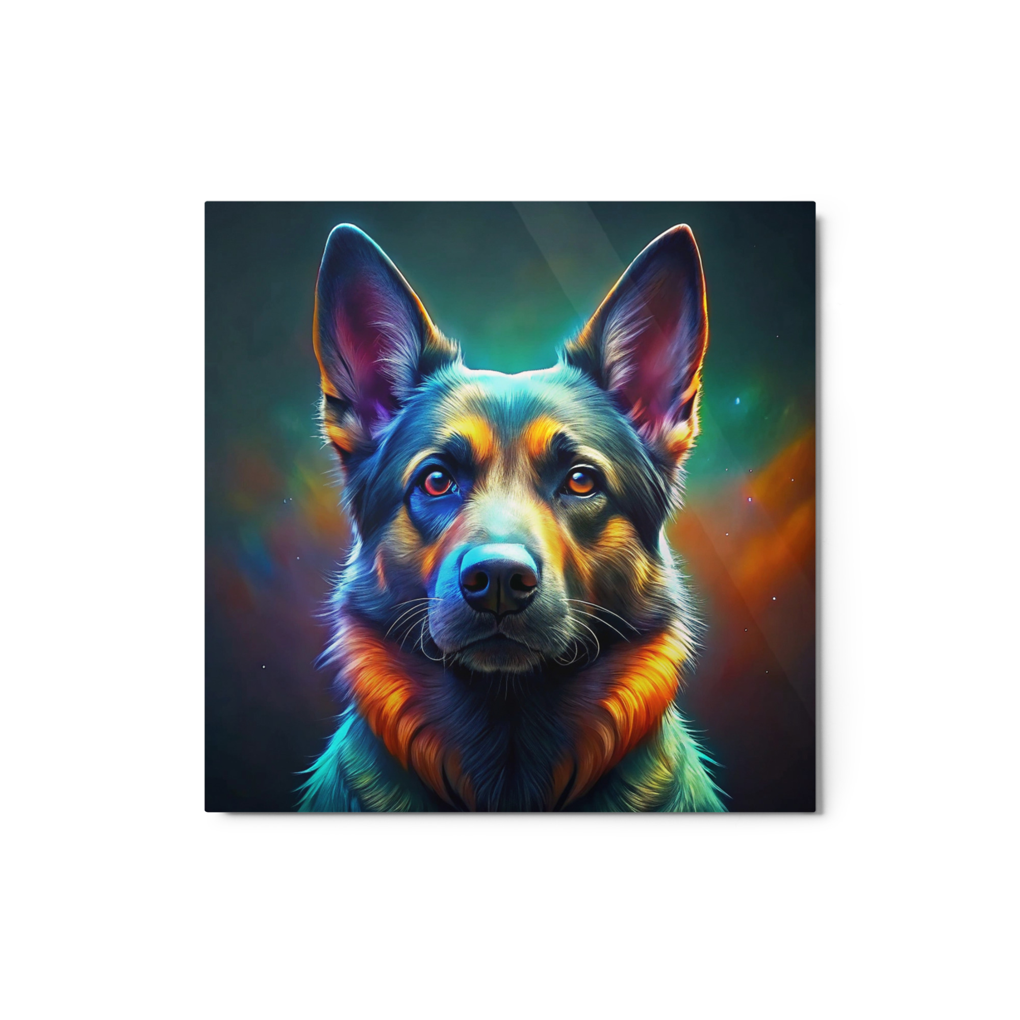 Metal Sketch - German Shepherd (Colorful Glow) 12" x 12"