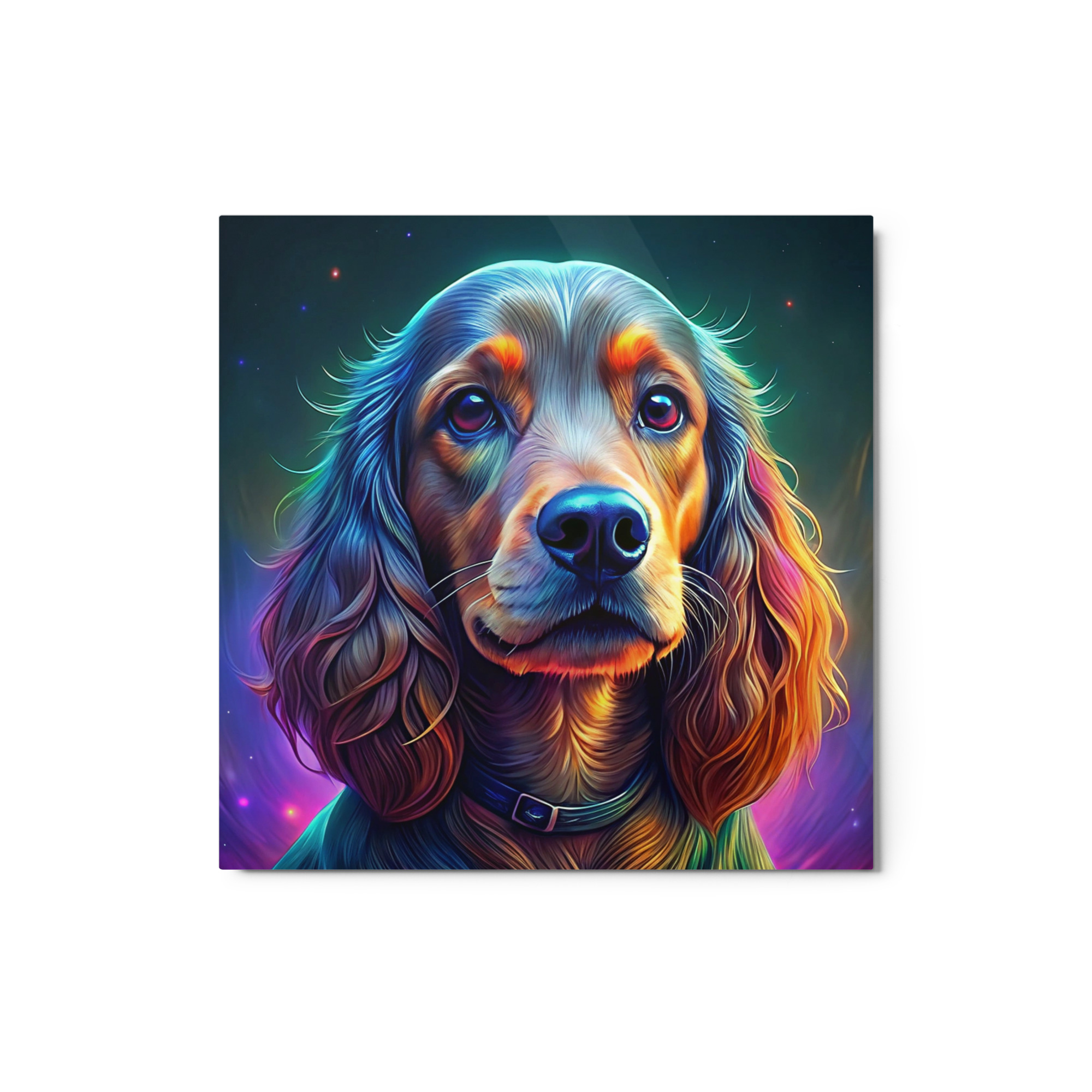 Metal Sketch - Field Spaniel (Colorful Glow) 12" x 12"