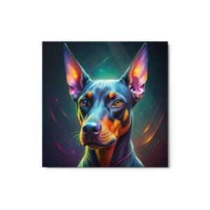 Metal Sketch - Doberman Pinscher (Colorful Glow) 12" x 12"
