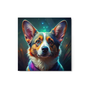 Metal Sketch - Cardigan Welsh Corgi (Colorful Glow) 12" x 12"