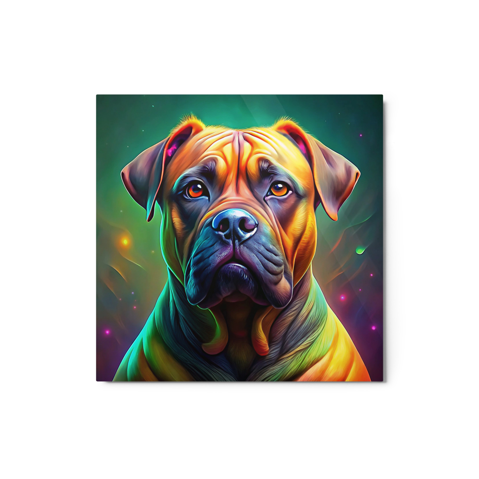 Metal Sketch - Bullmastiff (Colorful Glow) 12" x 12"