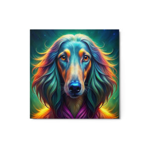 Metal Sketch - Afghan Hound (Colorful Glow) 12" x 12"