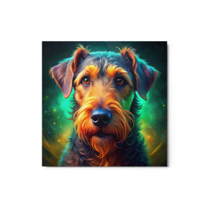 Metal Sketch - Airedale Terrier (Colorful Glow) 12" x 12"