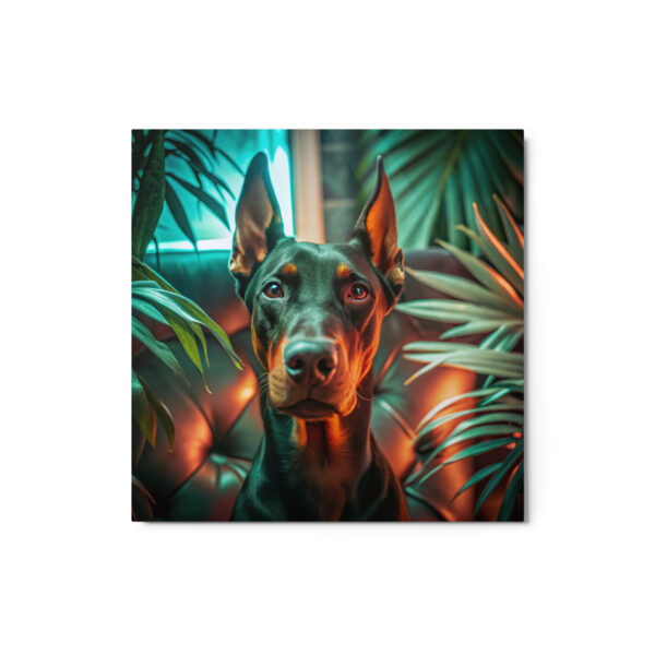 Metal Sketch - Doberman Pinscher (Realistic Glow) 12" x 12"