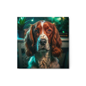 Metal Sketch - Welsh Springer Spaniel (Realistic Glow) 12" x 12"