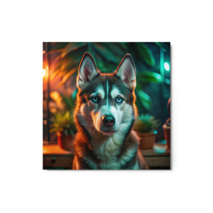 Metal Sketch - Siberian Husky (Realistic Glow) 12" x 12"