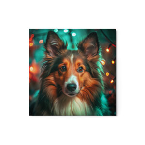 Metal Sketch - Sheltie (Realistic Glow) 12" x 12"