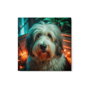 Metal Sketch - Old English Sheepdog (Realistic Glow) 12" x 12"