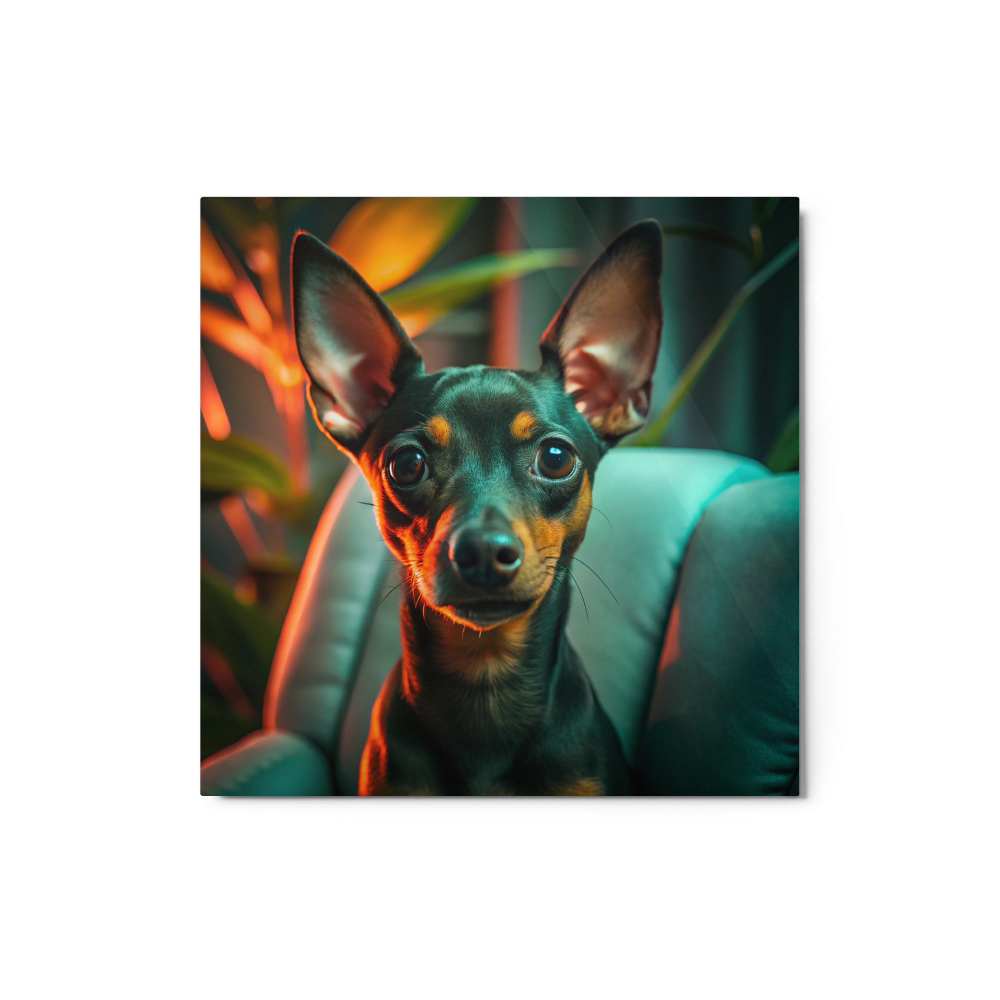 Metal Sketch - Miniature Pinscher (Realistic Glow) 12" x 12"