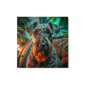 Metal Sketch - Kerry Blue Terrier (Realistic Glow) 12" x 12"