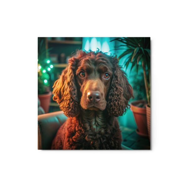 Metal Sketch - Irish Water Spaniel (Realistic Glow) 12" x 12"
