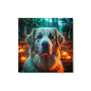 Metal Sketch - Great Pyrenees (Realistic Glow) 12" x 12"