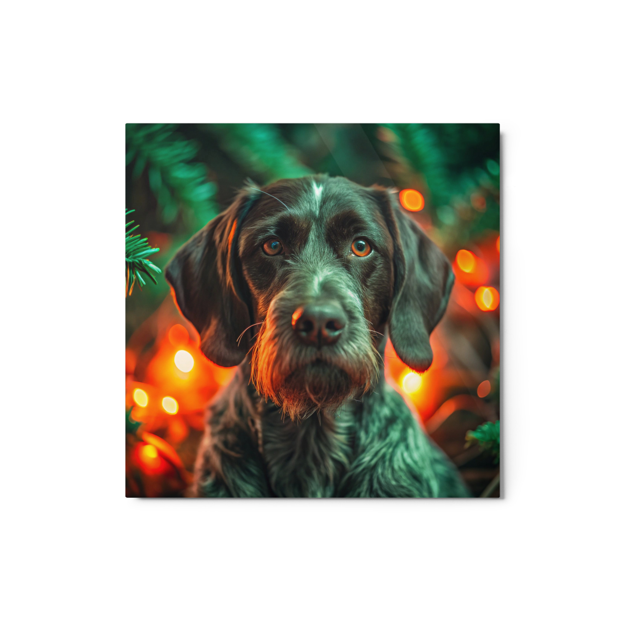 Metal Sketch - German Wirehaired Pointer (Realistic Glow) 12" x 12"