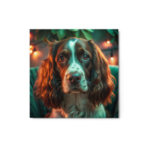 Metal Sketch - English Springer Spaniel (Realistic Glow) 12" x 12"