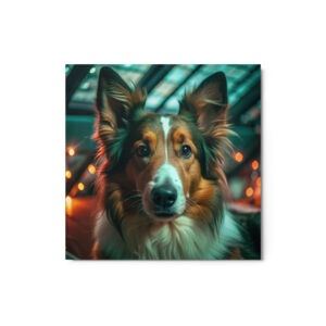 Metal Sketch - Collie (Realistic Glow) 12" x 12"