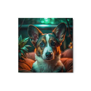 Metal Sketch - Cardigan Welsh Corgi (Realistic Glow) 12" x 12"