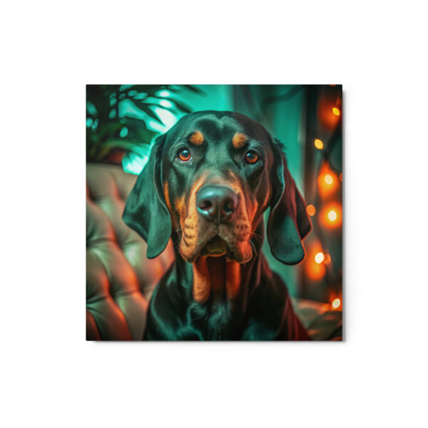 Metal Sketch - Black & Tan Coonhound (Realistic Glow) 12" x 12"
