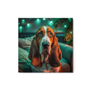 Metal Sketch - Basset Hound (Realistic Glow) 12" x 12"