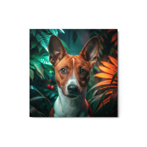 Metal Sketch - Basenji (Realistic Glow) 12" x 12"