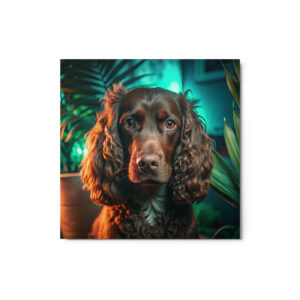 Metal Sketch - American Water Spaniel (Realistic Glow) 12" x 12"