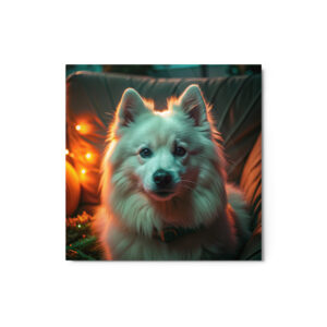 Metal Sketch - American Eskimo Dog (Realistic Glow) 12" x 12"
