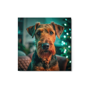 Metal Sketch - Airedale Terrier (Realistic Glow) 12" x 12"