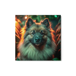 Metal Sketch - Keeshond (Realistic Glow) 12" x 12"