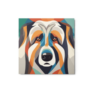 Metal Sketch - Polish Lowland Sheepdog (Geometric Grace) 12" x 12"