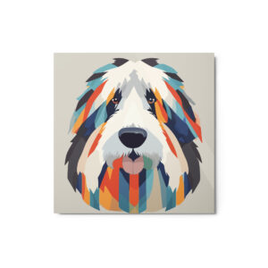 Metal Sketch - Old English Sheepdog (Geometric Grace) 12" x 12"